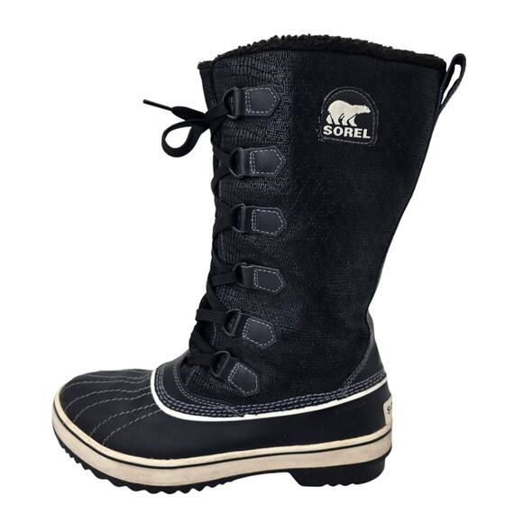 Sorel Winter High Boots Black Suede Insulated Waterproof Mid Calf Women's 7.5 - Picture 1 of 10